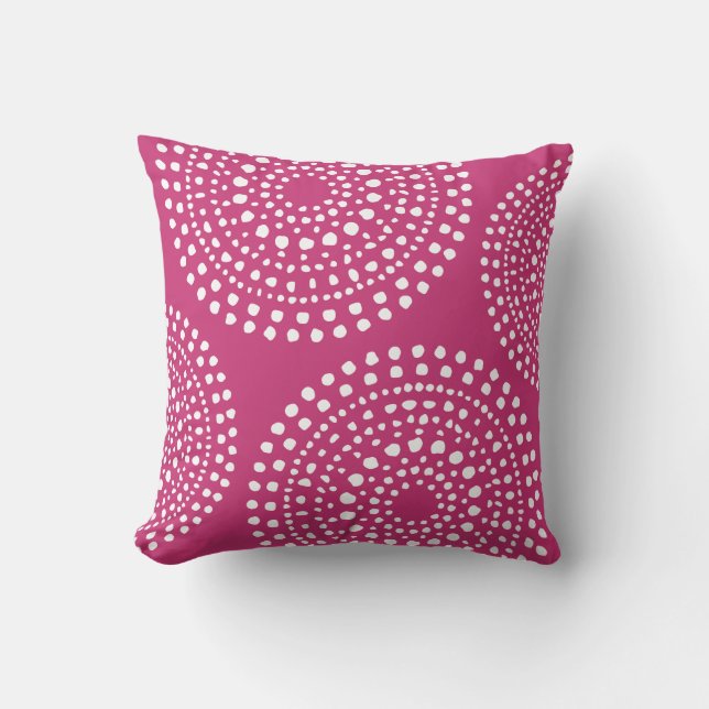 Primitief Boho Mosaic Pattern Magenta Roze Kussen (Voorkant)