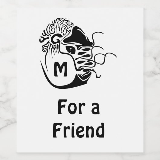 Primitief Chambered Nautilus Monogram Wijn Etiket (Enkel label)