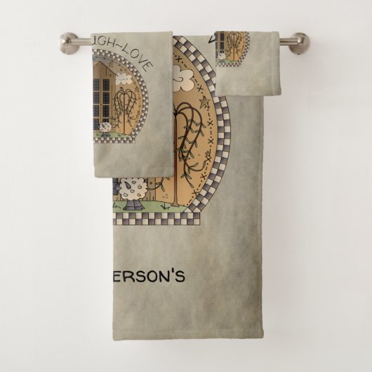 Primitief Country Design Live Laugh Love Bad Handdoek (Insitu)