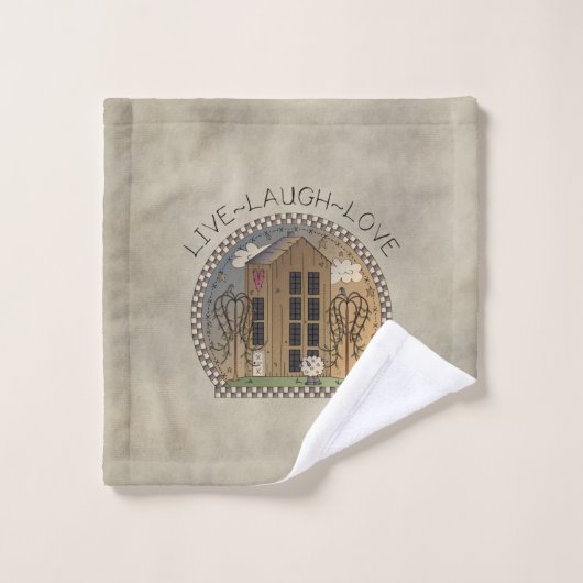 Primitief Country Design Live Laugh Love Bad Handdoek (Wasdoekje)