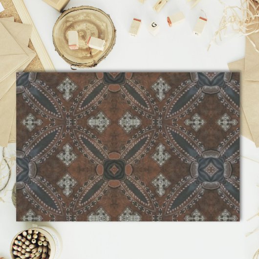 Primitief cowboy western land met gelooid leder tissuepapier