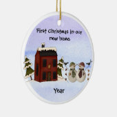 Primitief - Eerste Kerstmis in ons nieuwe thuis Keramisch Ornament (Rechts)