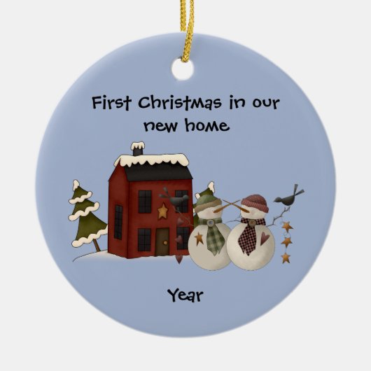 Primitief - Eerste Kerstmis in ons nieuwe thuis Keramisch Ornament (Voorkant)