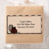 Primitief etiket op doos (Insitu)