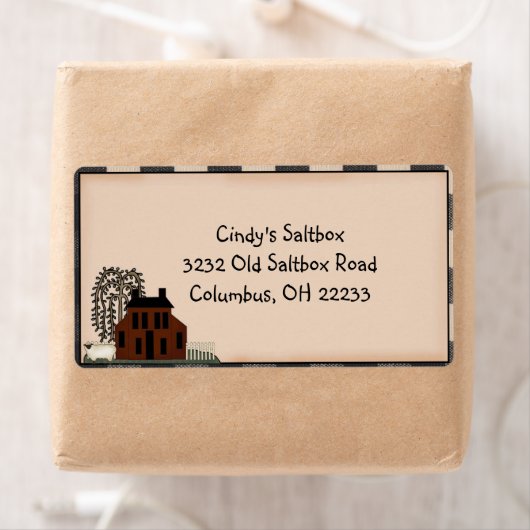 Primitief etiket op doos (Insitu)