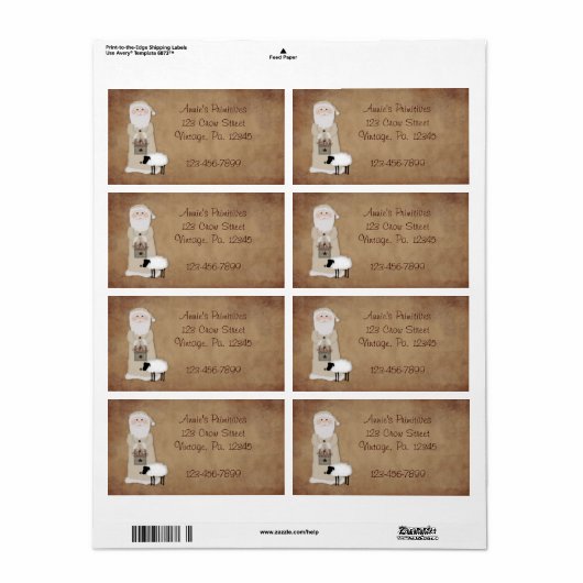 Primitief etiket van de Kerstman (Full Sheet)