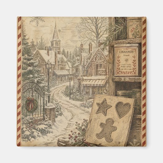 Primitief Gemberkoekdorp Magneet (Voorkant)
