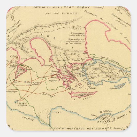 Primitief geografische gebied van de Grecs Vierkante Sticker (Voorkant)