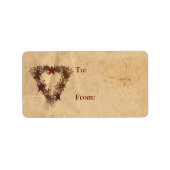 Primitief Holiday Wreath Gift Label (Voorkant)