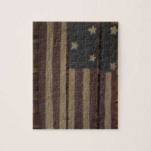 Primitief hout Amerikaanse vlag Legpuzzel