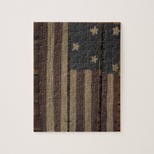 Primitief hout Amerikaanse vlag Legpuzzel (Verticaal)
