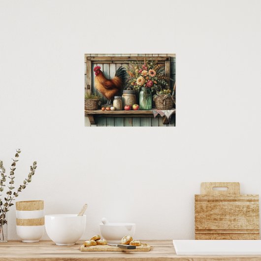 Primitief Hout Landschap Plank 1 Poster (Keuken)