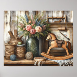 Primitief Hout Landschap Plank 2 Poster