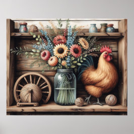 Primitief Hout Landschap Plank 4 Poster