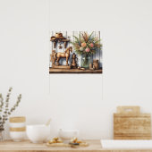 Primitief Hout Landschap Plank 8 Poster (Keuken)