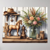 Primitief Hout Landschap Plank 8 Poster (Voorkant)