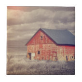 Primitief hout Western boerderij Rode Barn Tegeltje (Voorkant)