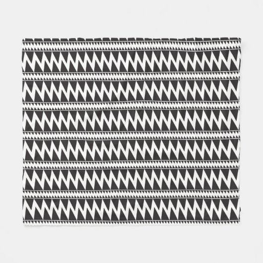 Primitief Indische Pomo Pattern Black White Fleece Deken (Voorkant (Horizontaal))