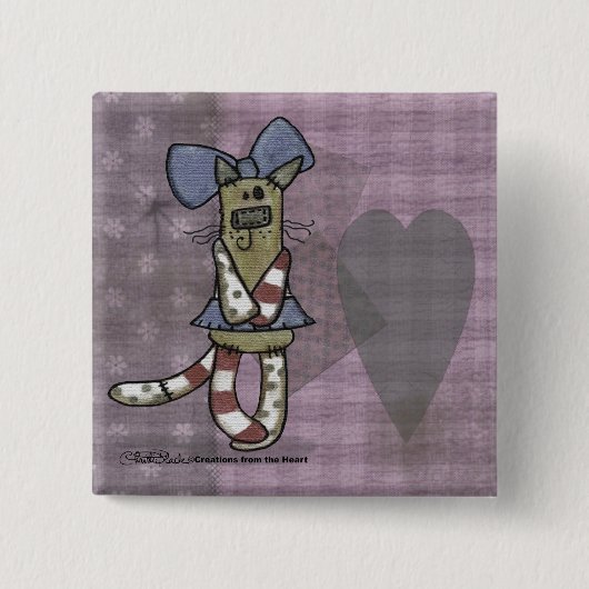 Primitief Kat Vierkante Button 5,1 Cm (Voorkant)