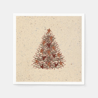 Primitief kerstboompapier servetten