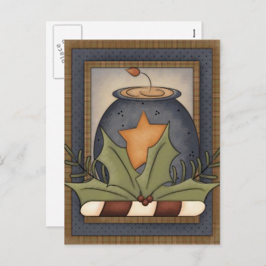 Primitief kerstBriefkaart Feestdagenkaart (Voorkant / Achterkant)