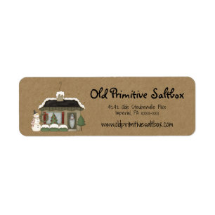 Primitief kersthuis Editable Return Address Etiket