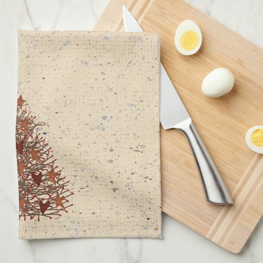 Primitief kerstkeukenhanddoek theedoek (Quarter Fold)