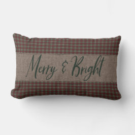 Primitief kerstrood en groen Homespun Merry Kussen