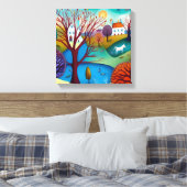 Primitief kunstlandschap canvas afdruk (Insitu (Slaapkamer))