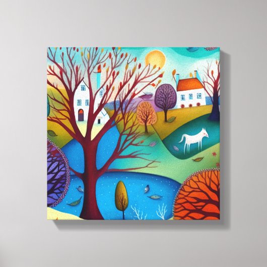 Primitief kunstlandschap canvas afdruk (Voorkant)