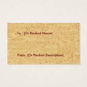 Primitief Label voor bovenleer hangen Visitekaartje (Achterkant)