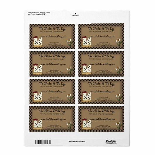 Primitief land Farmhouse Chicken Shipping Etiket (Full Sheet)