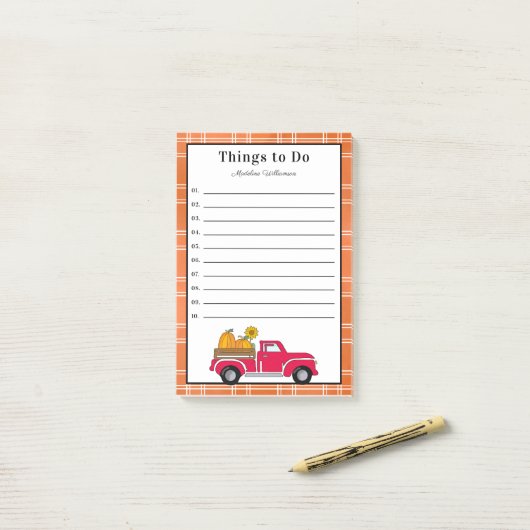 Primitief land Herfst pompoenwagen Post-it® Notes (Op bureau)