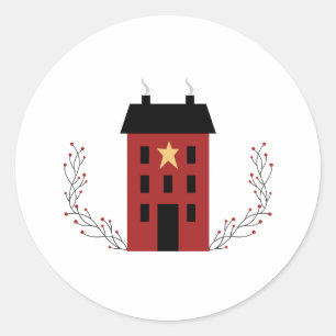 Primitief Land House Ronde Sticker