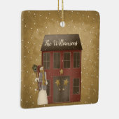 Primitief land kerst startpunt - Aangepaste naam Keramisch Ornament (Rechts)