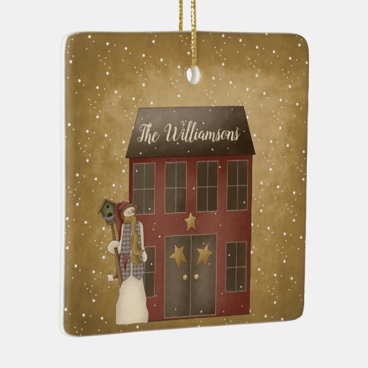 Primitief land kerst startpunt - Aangepaste naam Keramisch Ornament (Rechts)