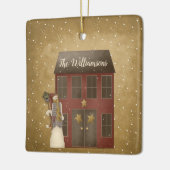 Primitief land kerst startpunt - Aangepaste naam Keramisch Ornament (Links)