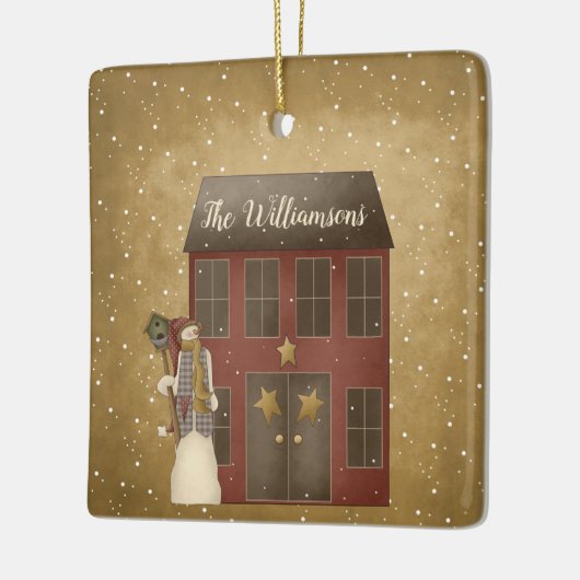 Primitief land kerst startpunt - Aangepaste naam Keramisch Ornament (Links)