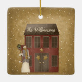 Primitief land kerst startpunt - Aangepaste naam Keramisch Ornament (Achterkant)