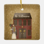 Primitief land kerst startpunt - Aangepaste naam Keramisch Ornament (Voorkant)