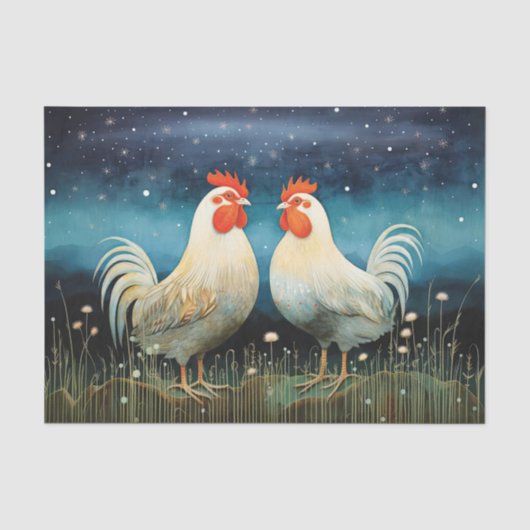 Primitief Land Kippen Decoupage Weefselpapier Tissuepapier (Voorkant)