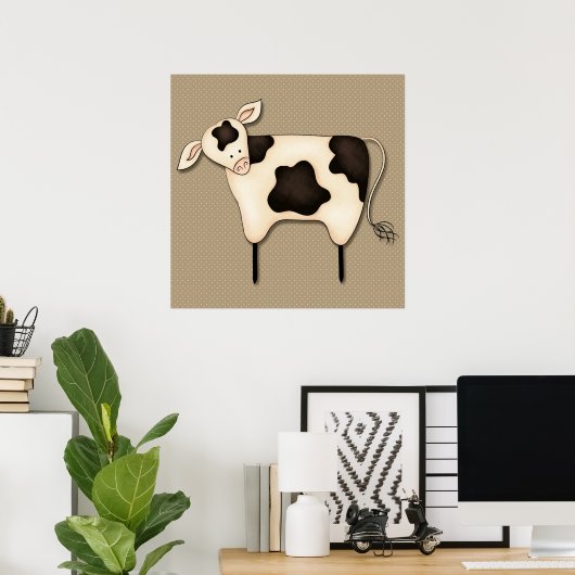 Primitief land Koe Decor Poster (Thuiskantoor)