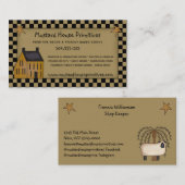 Primitief land Mustard Saltbox House en Stars Visitekaartje (Voorkant / Achterkant)