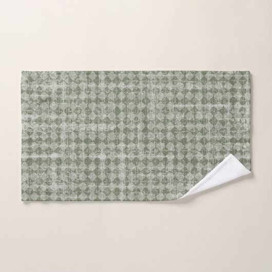 Primitief land Olive Green Diamond Check Bad Handdoek (Handdoek)