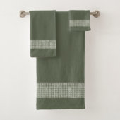 Primitief land Olive Green Diamond Check Border Bad Handdoek (Insitu)