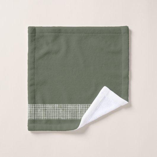 Primitief land Olive Green Diamond Check Border Bad Handdoek (Wasdoekje)