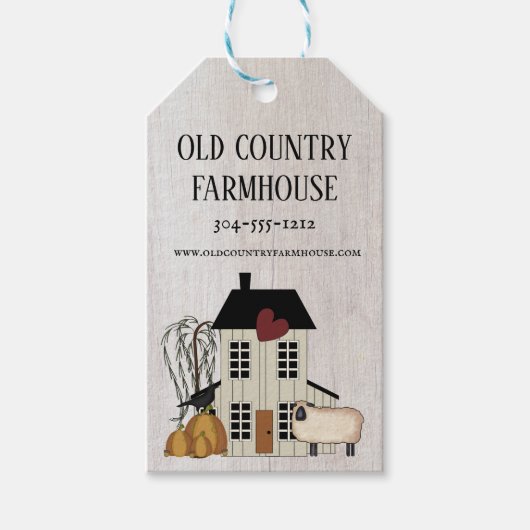 Primitief land Rustic Old Farmhouse Herfst Sheep Cadeaulabel (Voorkant)