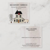 Primitief land Rustic Old Farmhouse Sheep Vierkante Visitekaartje (Voorkant / Achterkant)