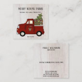 Primitief land Rustic Red Boerderij kersttruck Vierkante Visitekaartje (Voorkant / Achterkant)