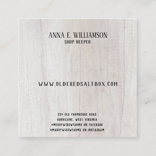 Primitief land Rustic Red Boerderij kersttruck Vierkante Visitekaartje (Achterkant)